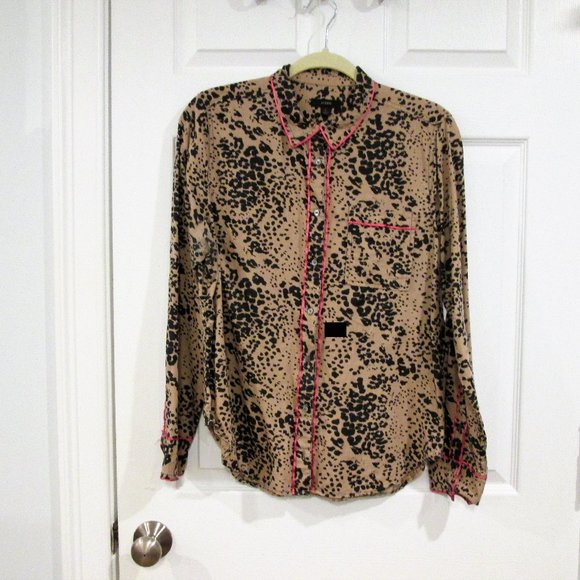 J. Crew Animal Print Blouse- Size Large - Picture 1 of 3